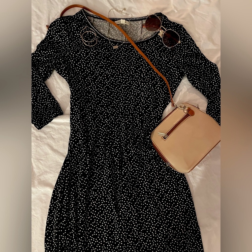 NWT Max Studio Black Polka Dot Dress